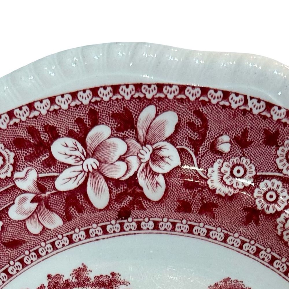 1950's Copeland Spode Tower Red 9.5" Transfer Ware, Ironstone Decorative Plate - Picture 6 of 13